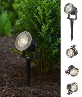Die Cast Black Aluminium LED Exterior Spike Light with Stainless Steel Bezel