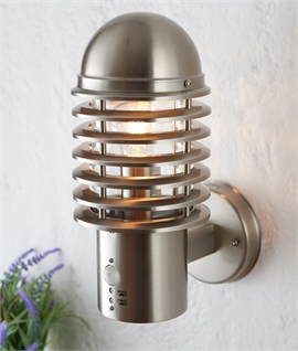 Modern Stainless Steel Exterior Wall Light - Louvre Design