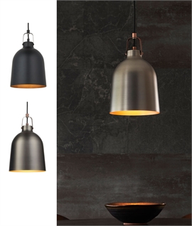 Metal Pendant Light with Stirrup Detail Top of Shade