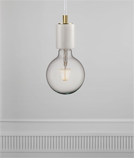Bare Lamp Pendant - White Faux Marble Lampholder