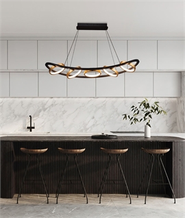 Suspended Black & Gold Linear Pendant - 5 Adjustable Rings Suspended Black & Gold Linear Pendant - 5 Adjustable Rings