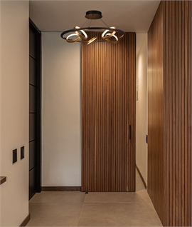 Suspended 700mm Diameter Round Pendant with 5 Adjustable Gold Rings Suspended 700mm Diameter Round Pendant with 5 Adjustable Gold Rings