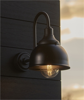 Vintage-Inspired Outdoor Swan Neck Wall Light with Glass Shade