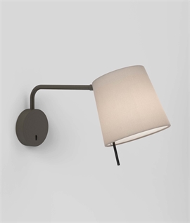 Adjustable Swing Arm Wall Light with Fabric Shade - Great for Bed Readers