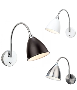 Metal Shade Reading Light On Flexible Chrome Stem