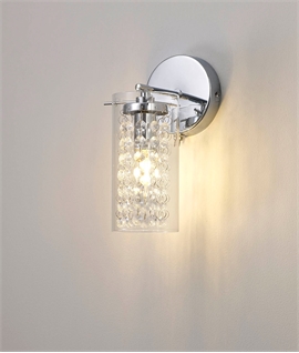 Clear Glass Wall Light in Polished Chrome with Crystal Glass 