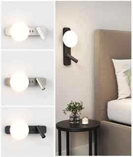 Bedside Wall Light with Adjustable Reading Light – G9 Globe & LED Task Light