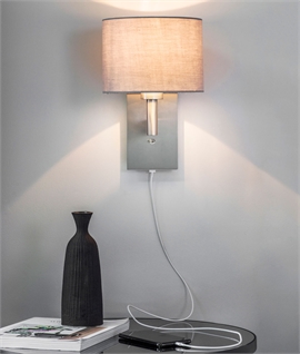 Matt Nickel Wall Light with USB Socket - Optional Shade