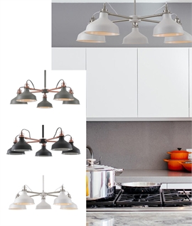 Telescopic Ceiling Light with 5 Metal Shades - Max Drop 970mm