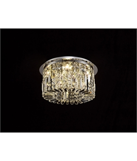 Teo 45cm Round Flush Chandelier, 5 Light E14, Polished Chrome-Crystal
