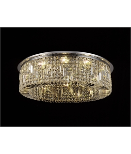 Teo 85cm Round Flush Chandelier, 12 Light E14, Polished Chrome-Crystal Item Weight: 21kg