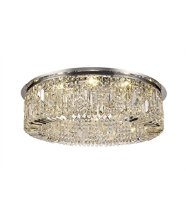 Teo 85cm Round Flush Chandelier, 12 Light E14, Polished Chrome-Crystal Item Weight: 21kg