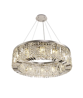 Teo 80cm Round Pendant Chandelier, 12 Light E14, Polished Chrome-Crystal Item Weight: 16.8kg