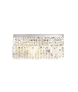 Teo 50x24cm Rectangular Large Wall Lamp, 3 Light E14, Polished Chrome-Crystal