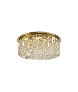 Teo 65cm Round Flush Chandelier, 8 Light E14, Gold-Crystal