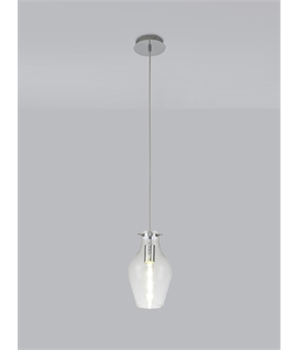 Timo Polished Chrome Pendant - Smoke or Clear Glass - 3 Sizes