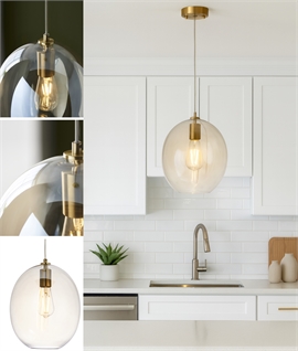 Tinted Globe Glass Pendant with Satin Brass Lampholder