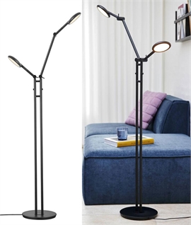 Highly Adjustable Double LED Black Floor Lamp