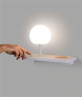 LED Glow Ball Shelf Light with Wireless Charging - Dimmable