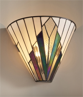 Art Deco Tiffany Glass Flush Wall Uplighter
