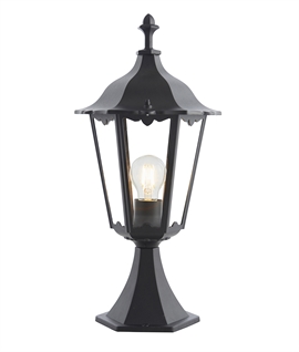 Traditional Ornate Matt Black Exterior Bollard Light - 2 Sizes