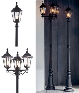 Traditional Ornate Matt Black Exterior Lamppost - 2 Options