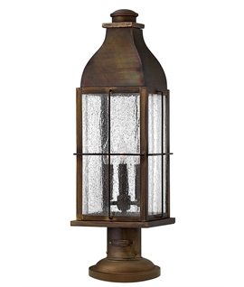 Brass & Reeded Glass Pedestal Lantern