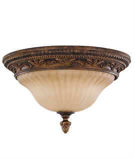 Traditional Flush Ceiling Light with Acanthus Scrollwork
