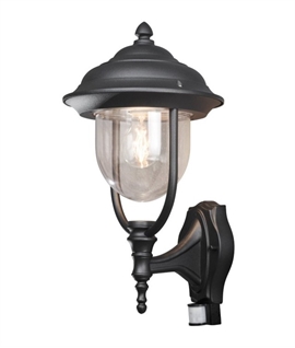 Covered Black Wall Lantern with PIR