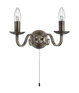 Antique Brass Double Arm Traditional Wall Light
