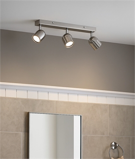 Chrome Finish Adjustable 3 Spot Light Bar - IP44 Rated for Bathrooms
