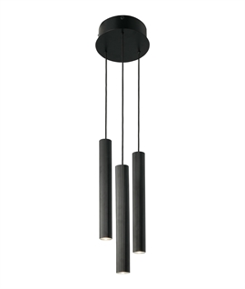 Triple Black Cylinder Hanging Pendant 