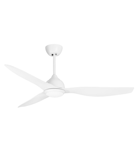 White Curved Triple Blade Ceiling Fan with Light