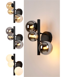 Triple Coloured Glass Wall Light - 3 Finishes