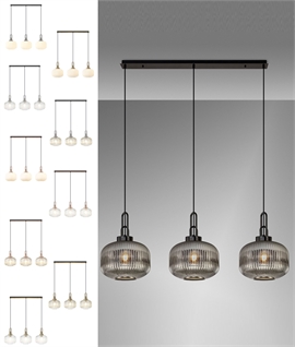 Triple Linear Bar Pendant with Pumpkin Shades - 10 Options