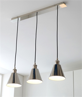 Triple Hanging Pendant Bar - Bright Nickel & Black Flex
