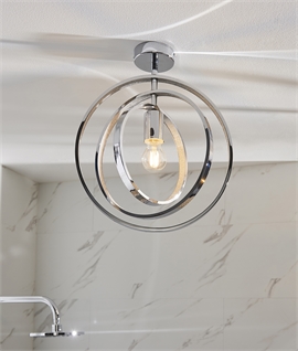 Chrome Semi Flush Triple Hoop Ceiling Light