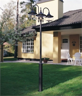 Curved Lantern Lamppost with Triple Glass Shades