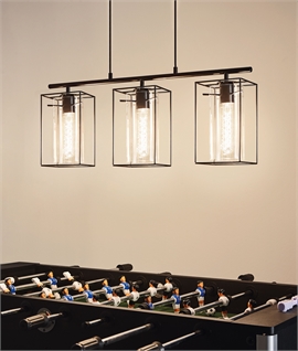 Modern 3 Light Suspended Linear Bar Light with Glass Shades