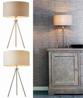 Modern Tripod Base Table Lamp with Shade - Chrome or Nickel