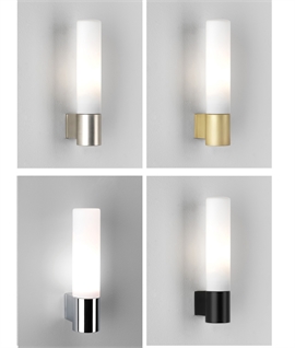 Modern Slim Tubular Glass Bathroom Wall Light - IP44 