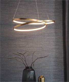 Wire Suspended Light Pendant Interlocking Rings with Gold Leaf Finish
