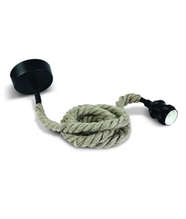 Twisted Rope Flex Pendant with Black Lampholder & Ceiling Rose