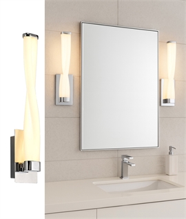 Twisted Glass & Chrome LED Bathroom Wall Light - IP44 Rated