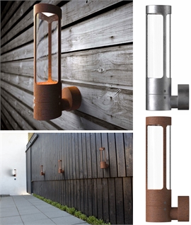 Modernistic Tall Slim Exterior LED Wall Light - Corten or Galvanised Finish