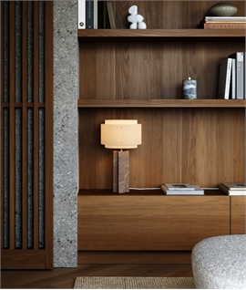 Marble Base Designer Table Lamp with Flax Linen Shade