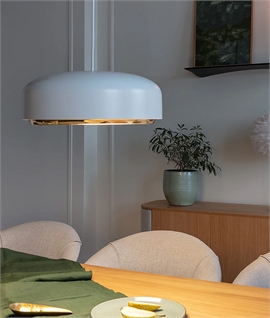 Dome LED Pendant with Brass Detail - Black or White 