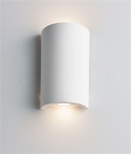 LED Up and Down Semi-Circular Plaster Wall Light - 16cm Tall