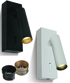 LED Adjustable Single Spot Wall Light - USB Socket & Switched