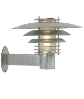 Galvanised Scandi-Style Exterior Wall Light Proj 345mm